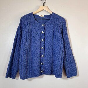 Carraigdonn Ireland 100% Pure New Wool Button Sweater Cardigan Cable Knit Small